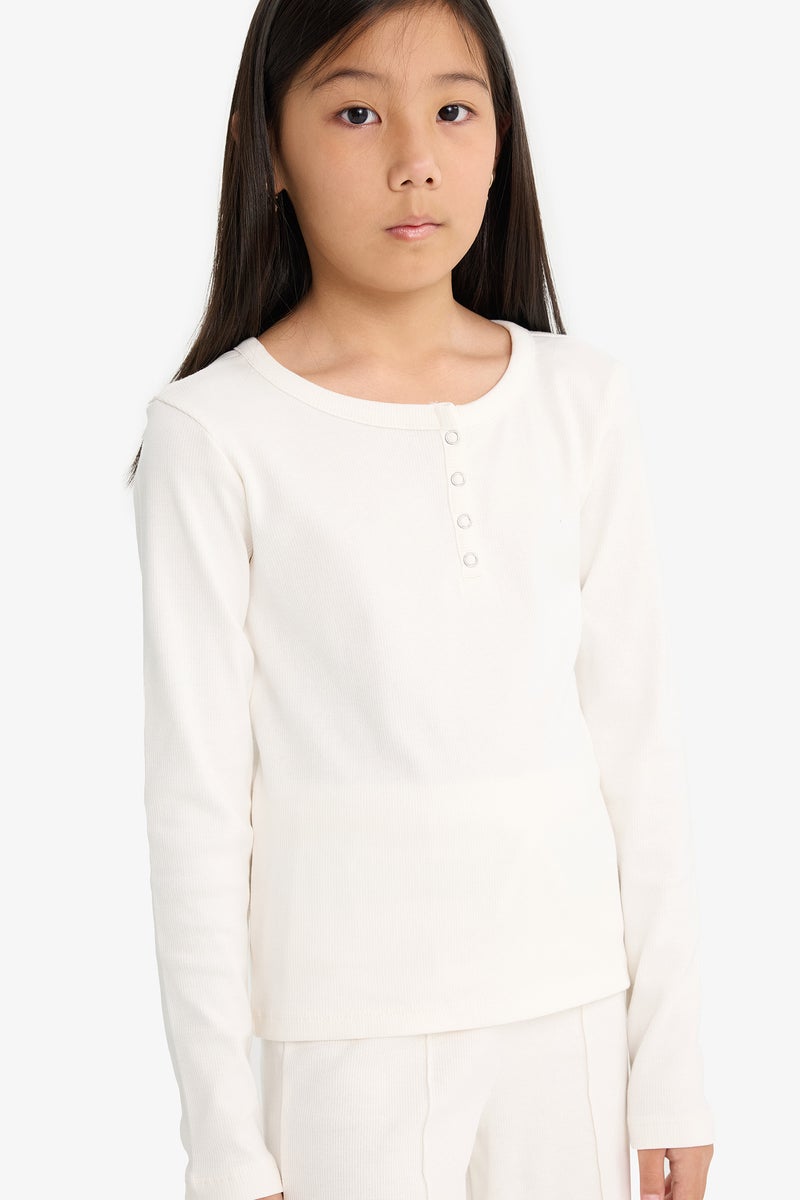 DeFacto Beige Girl Girl Ribbed Camisole T-Shirt Sweatpants 2 Piece Set Casual - Image 5