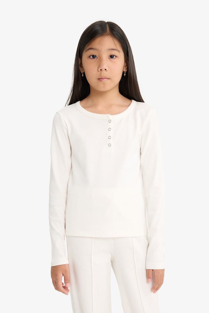 DeFacto Beige Girl Girl Ribbed Camisole T-Shirt Sweatpants 2 Piece Set Casual - Image 4