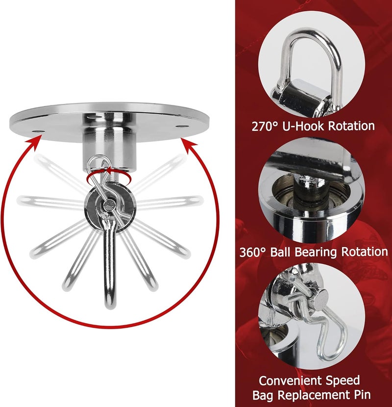 BOXERPOINT Speed Bag Swivel Kit - Small, Silver - Complete Mounting Hardware for Speed Bag Mount - Smooth 360-Degree Rotation for Boxing Equipment - Home and Gym Equipment - Image 4