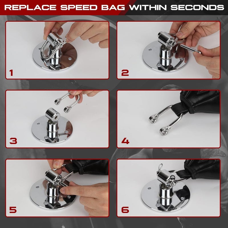 BOXERPOINT Speed Bag Swivel Kit - Small, Silver - Complete Mounting Hardware for Speed Bag Mount - Smooth 360-Degree Rotation for Boxing Equipment - Home and Gym Equipment - Image 5