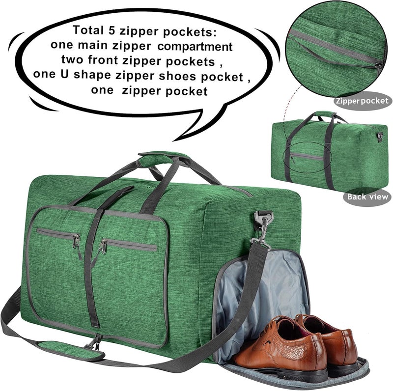 Vomgomfom Travel Duffle Bag for Men, 65L Foldable Travel Duffel Bag with Shoes Compartment Overnight Bag for Men Women Waterproof & Tear Resistant - Image 3