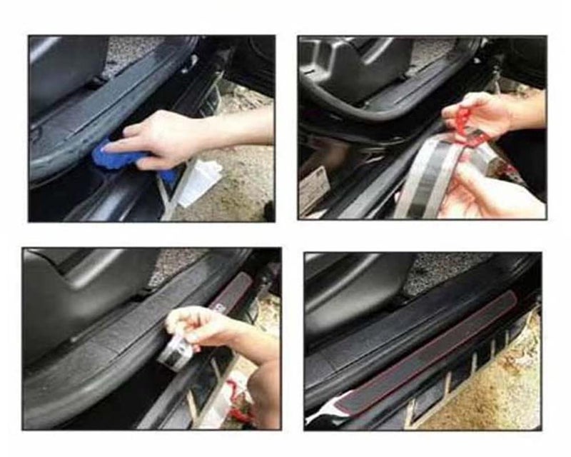 Auto E-Shopping Rubber Car Door Entry Foot Step Sill Plate Guard Scuff Plate Protection Sparco Design with Adhesive Tape 4 Piece - Image 4