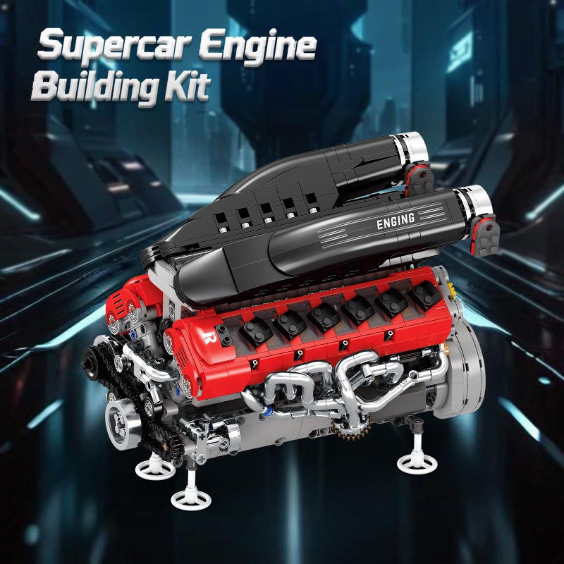 Reobrix V12 Engine Building Kit for Adults, 65Â° V-Angle Supercar Engine Model with Motor, Precision Mechanical Model Engines Kit for Display & Collection, STEM Gift for Car Enthusiasts - Image 2