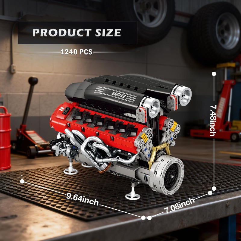 Reobrix V12 Engine Building Kit for Adults, 65Â° V-Angle Supercar Engine Model with Motor, Precision Mechanical Model Engines Kit for Display & Collection, STEM Gift for Car Enthusiasts - Image 4