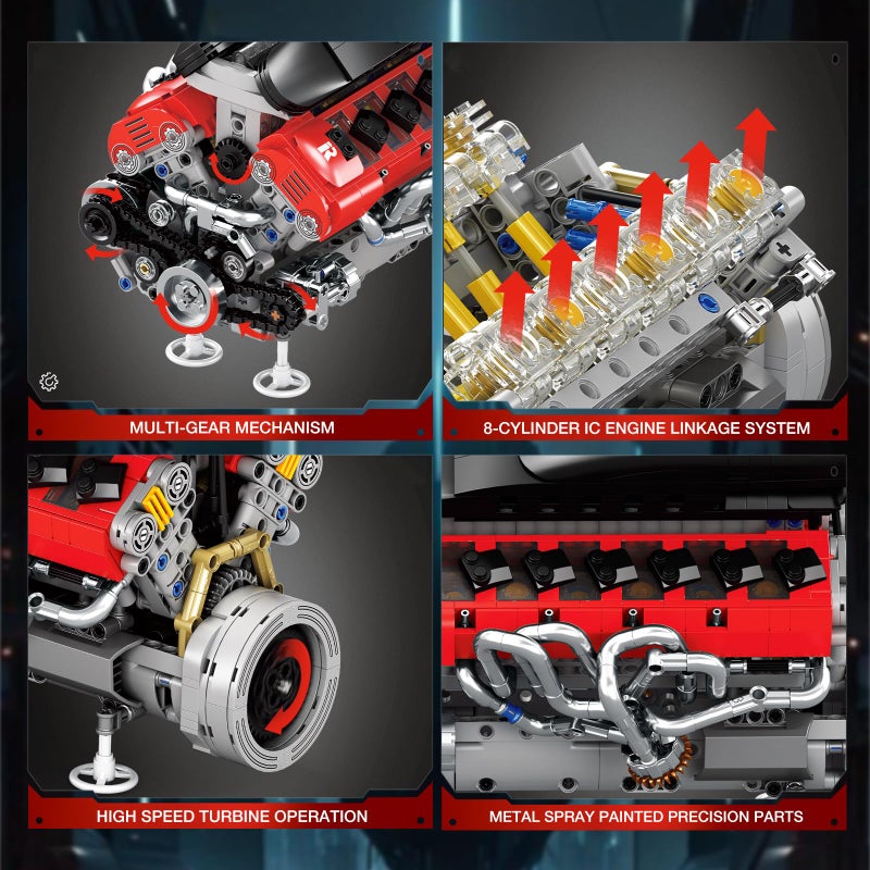 Reobrix V12 Engine Building Kit for Adults, 65Â° V-Angle Supercar Engine Model with Motor, Precision Mechanical Model Engines Kit for Display & Collection, STEM Gift for Car Enthusiasts - Image 3