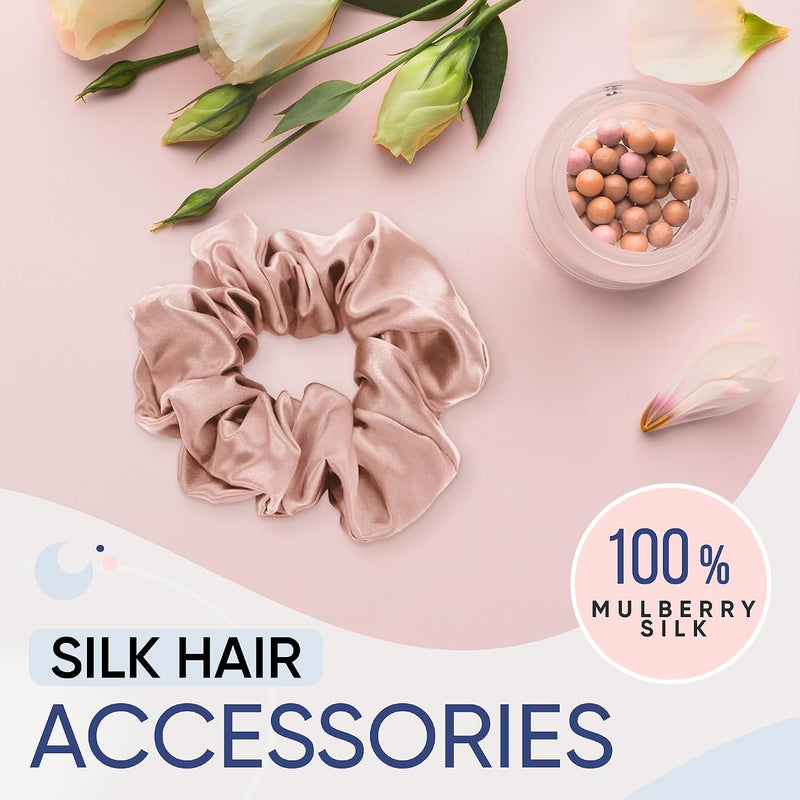 BLISSY Silk Scrunchies (3 Pack) - 100% Pure Mulberry Silk - 22 Momme 6A High-Grade Fibers - Silk Scrunchie for Straight & Curly Hair - Preventing Breakage, Tangling, & Creasing (Pink Regular) - Image 3