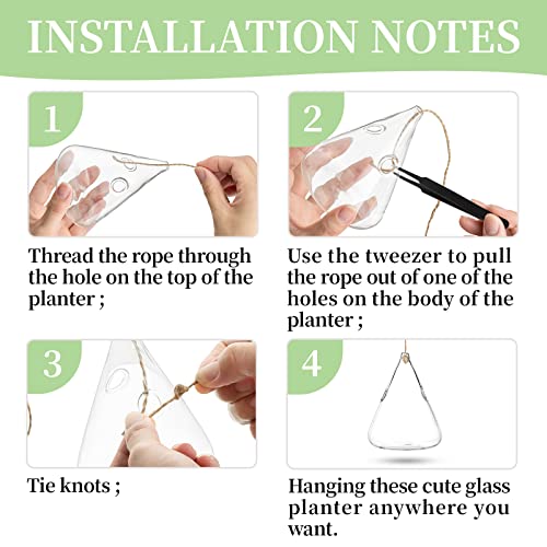 Glasseam Hanging Planters Glass Terrarium: 5Pcs Modern Plant Propagation Stations Hydroponic Wall Vases for Air Plants Flowers Indoor Window Home Decor - Image 5