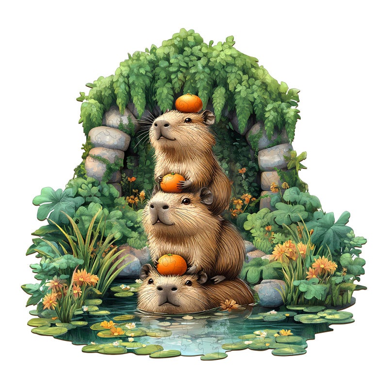 Aeekdook Wooden Puzzles for Adults Capybara Wood Puzzles Adult Unique Animal Shape Wooden Jigsaw Puzzles for Adults Birthday Gifts for Puzzle Lovers Family L 134 128in - Image 3