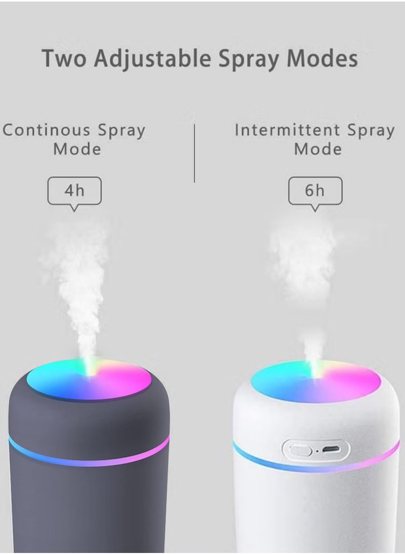 H2O 2 Pack Colorful Cool Mini Humidifier USB Personal Desktop Humidifier for Car Office Room Bedroom Auto Shut-Off 2 Mist Modes Super Quiet (Black+White)  - Image 2