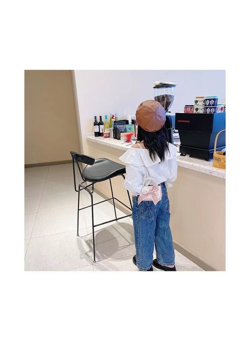 1-Piece Simulation Pearl Handle Handbag,Fashion Big Bowknot Design Girls Simple Crossbody Bags,Lady Small Lightweight Carry-On Bag,Colour Pink - Image 5