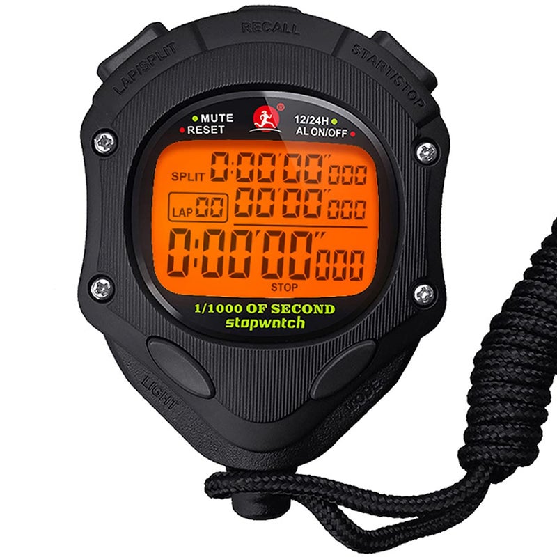 xinko Digital Stopwatch Timer with Back Light Stop Watch 0001second Timing100 Lap MemoryLarge dispaly Alarm Clock for Coach Sports Swimming Running Marathon Competition100LAPBack Light 