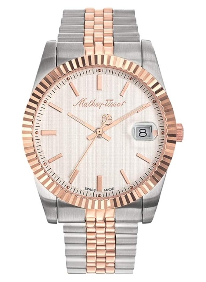 Mathey-Tissot Mathy III Quartz White Dial Two-tone Men's Watch - H810RA  - Image 1