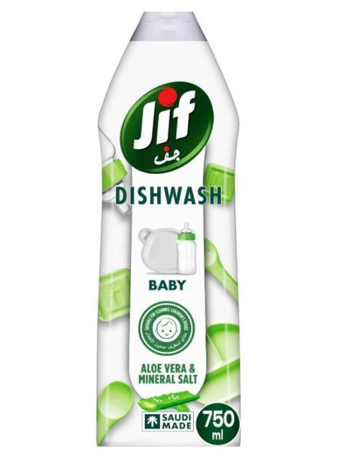 JIF Baby Dishwashing Liquid, Aloe Vera & Mineral Salt, Suitable for cleaning children's dishes, 750ml