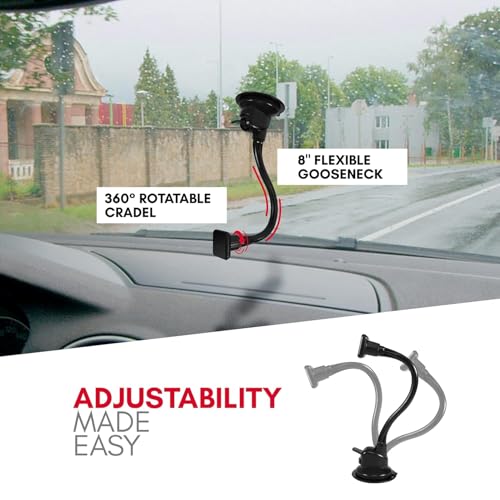 Macally Windshield Phone Mount for Car Magnetic - Suction Cup Window Mount Phone Holder with 8" Long Gooseneck Arm & Super Strong Magnet Mount for Smartphone and iPhone - Image 4