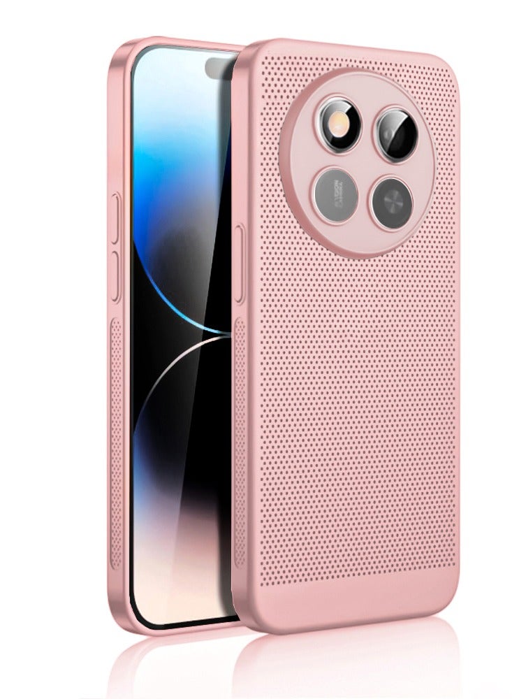 Heat Dissipation Case with Built in Camera Lens Protector Slim Fit Breathable Cooling Anti Fingerprint Hard PC Back Shockproof Cover For Honor X9c 5G/X60 Pro 5G (Pink)