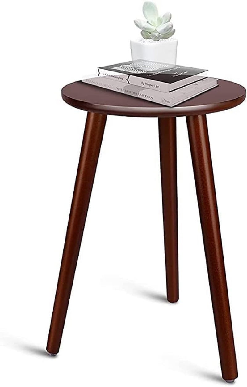 DDS Dream Decor Shoppee Indoor Plant Stand, Mid Century Wood Plant Stand Modern Plant Table, 13.5" Tall Plant Holder for Flower Pots, Small Round Side Table, End Table (Brown) - Image 1