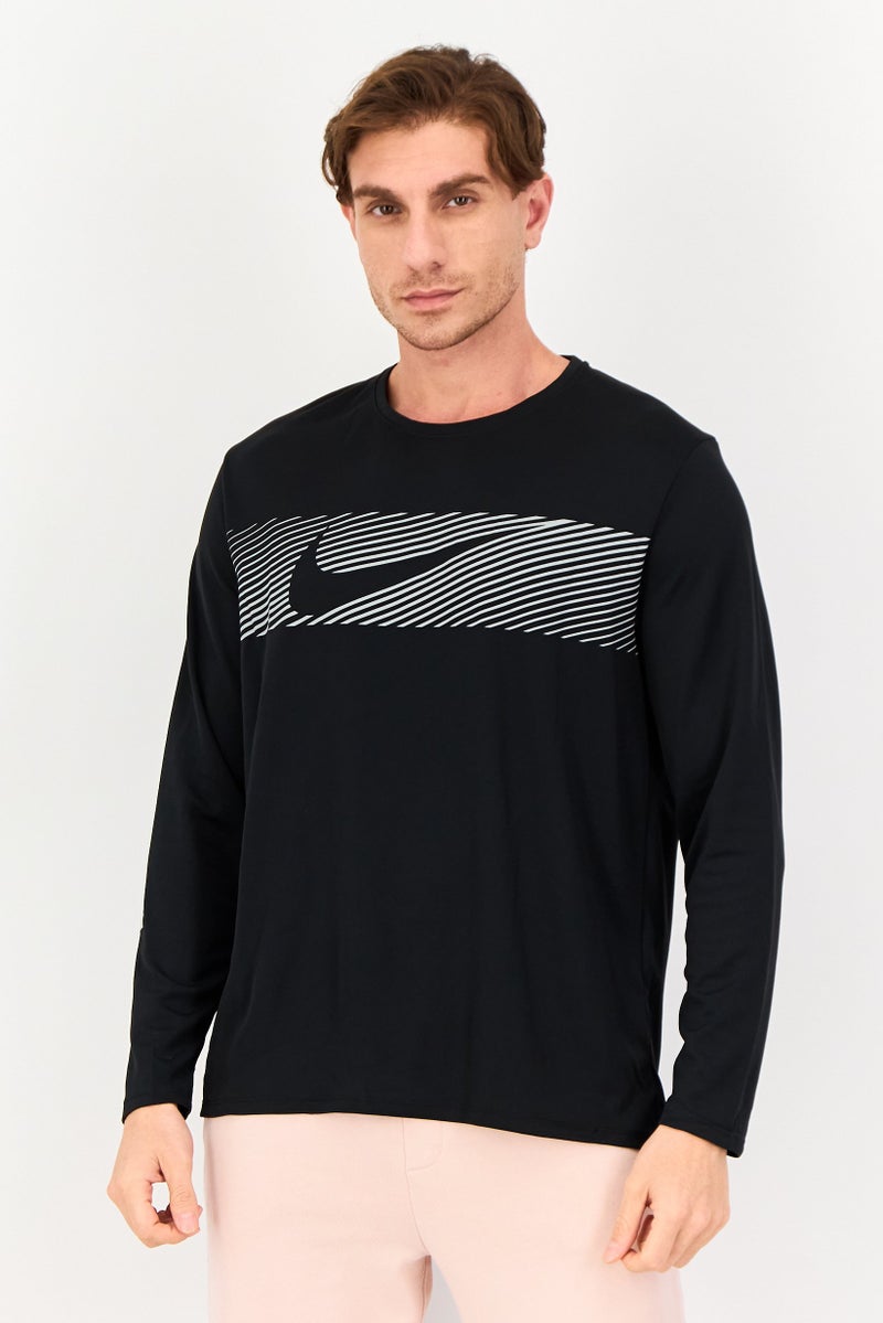 Nike Men Dri-Fit  Long Sleeve Running Tops, Black - Image 1