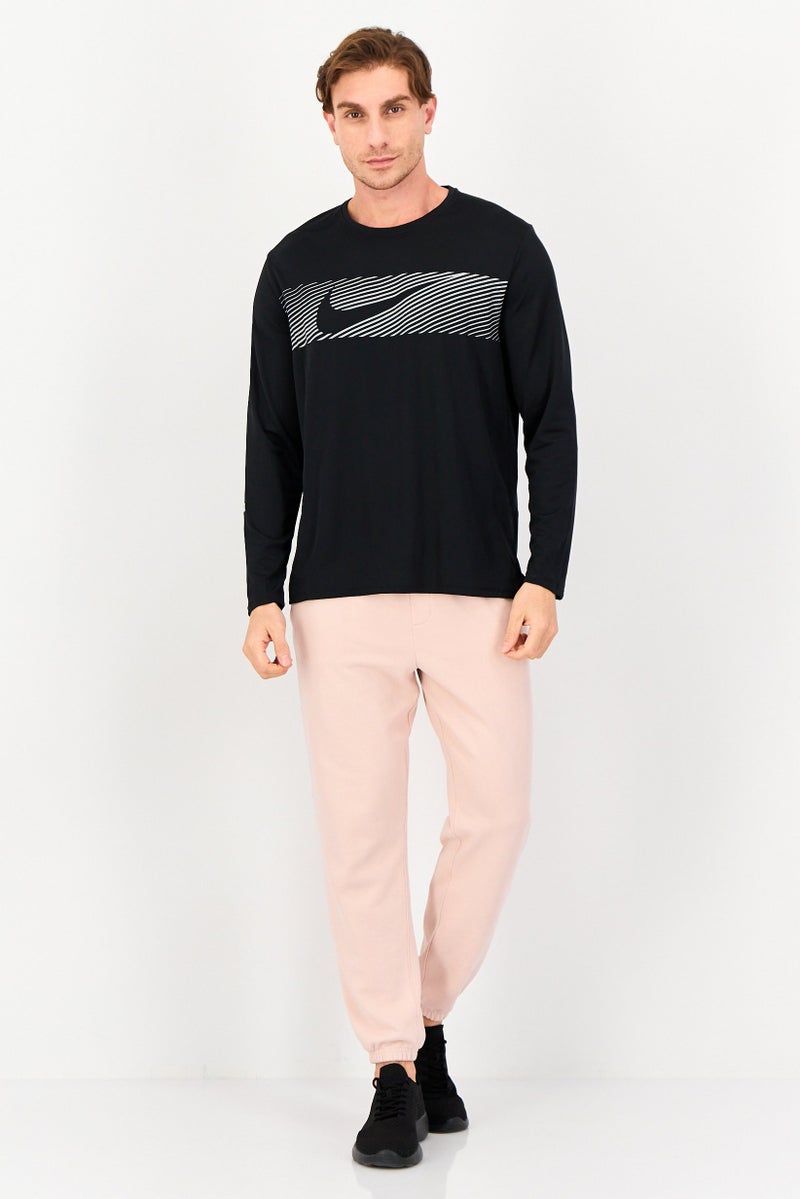 Nike Men Dri-Fit  Long Sleeve Running Tops, Black - Image 3