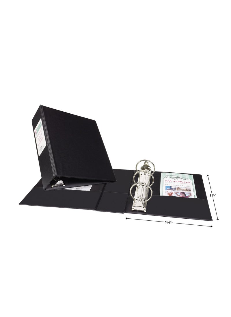 AVERY Avery Mini Durable 3 Ring Binder, 2" Round Rings, Holds 5.5" x 8.5" Paper, Label Holder, 1 Black Binder (27554)  - Image 4
