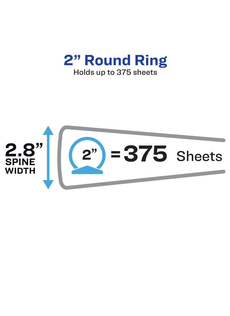 AVERY Avery Mini Durable 3 Ring Binder, 2" Round Rings, Holds 5.5" x 8.5" Paper, Label Holder, 1 Black Binder (27554)  - Image 2