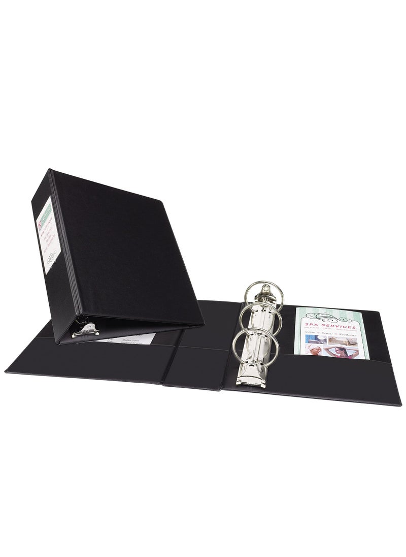 AVERY Avery Mini Durable 3 Ring Binder, 2" Round Rings, Holds 5.5" x 8.5" Paper, Label Holder, 1 Black Binder (27554)  - Image 1
