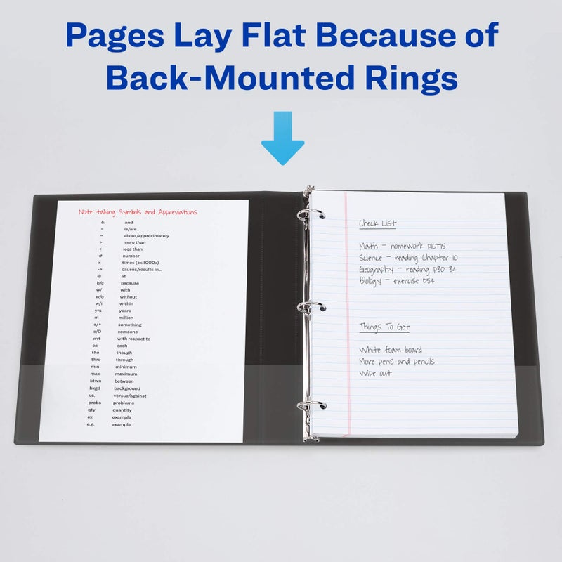 Avery Mini Durable 3 Ring Binder, 2" Round Rings, Holds 5.5" x 8.5" Paper, Label Holder, 1 Black Binder (27554)