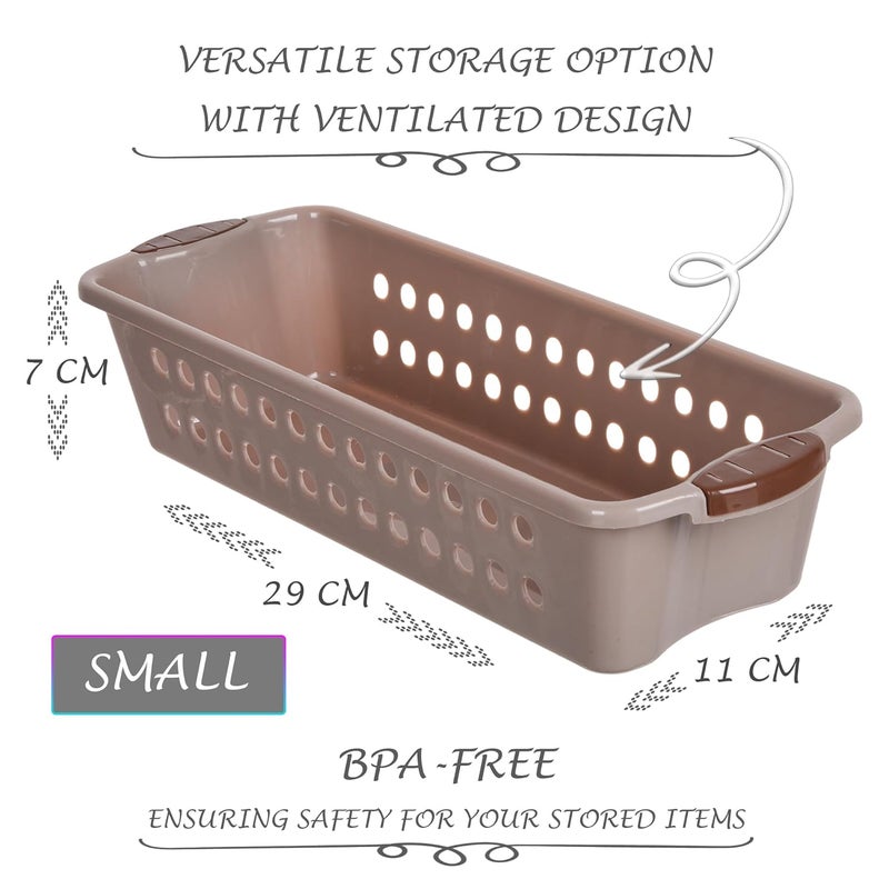 Kuber Industries Kuber Industries Pack of 2 Storage Basket | Storage Organizer for Refrigerator-Vegetables-Stationery | Multipurpose Cabinet Shelf Rack | Storage Box for Kitchen | JAWA-1 | Small | Gray & Peach - Image 3