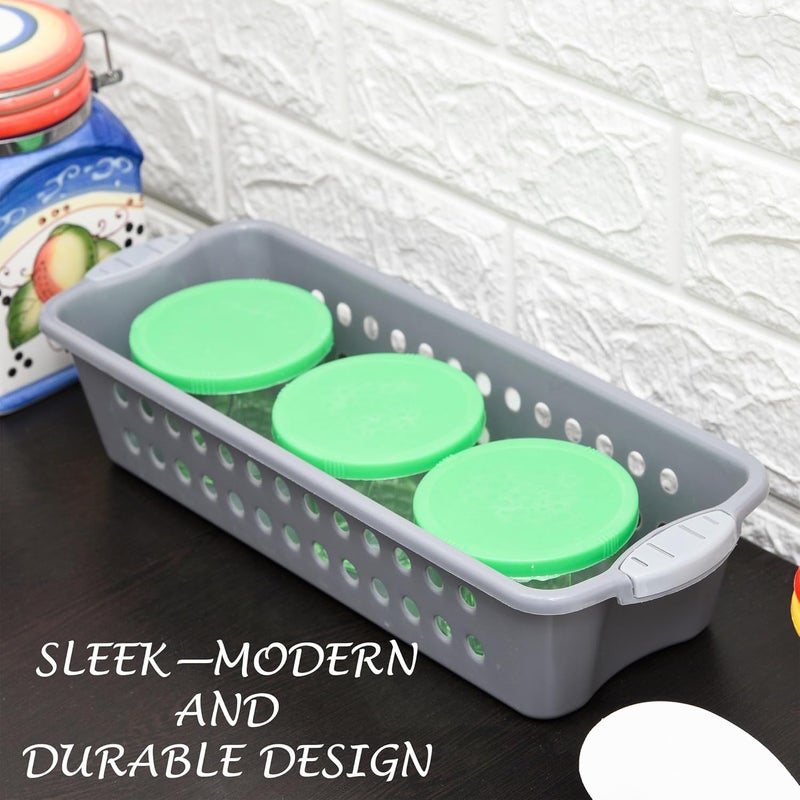 Kuber Industries Kuber Industries Pack of 2 Storage Basket | Storage Organizer for Refrigerator-Vegetables-Stationery | Multipurpose Cabinet Shelf Rack | Storage Box for Kitchen | JAWA-1 | Small | Gray & Peach - Image 4