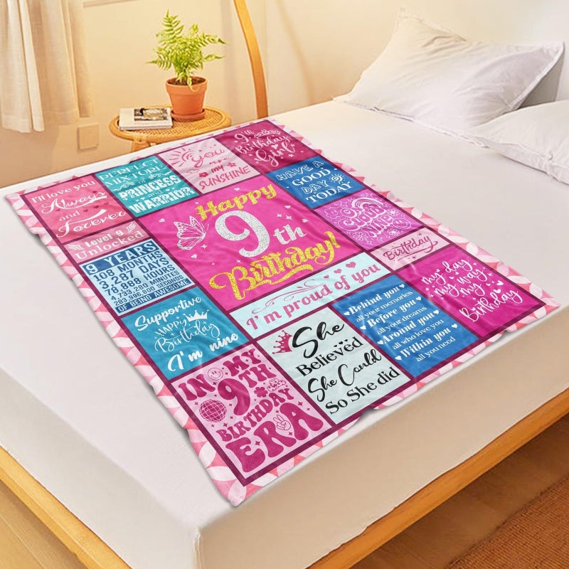 Lavua 9 Year Old Girl Birthday Gifts - Birthday Gift for 9 Years Old Girl - 9th Birthday Decorations for Girls Daughter Granddaughter Niece - 9-Year-Old Girls Gift - 9th Blanket 50"X60" - Image 5