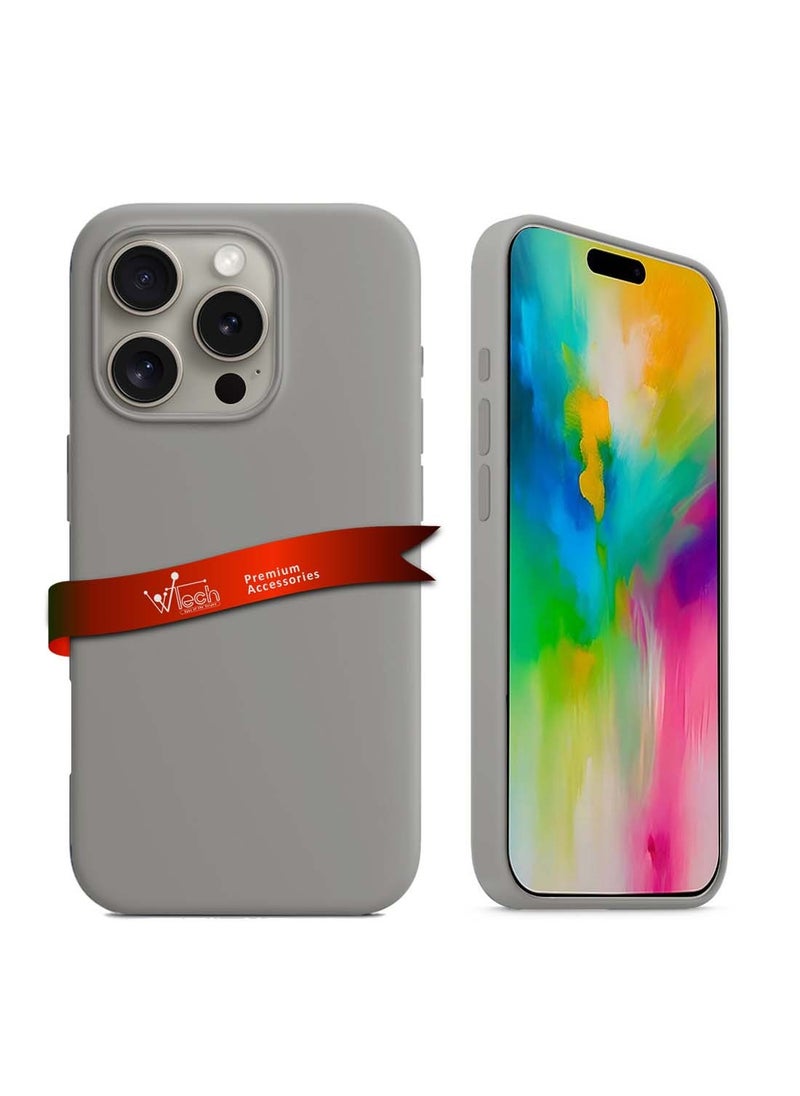Wtech - Apple iPhone 16 Pro Max 2024 Premium Liquid Silicone Case Cover - Grey - Image 1