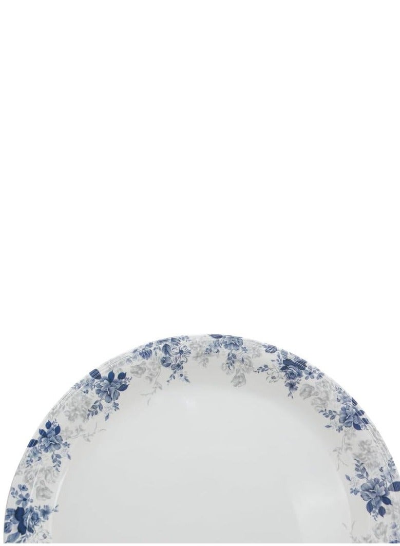 Servewell Melamine Round Dinner Serving Plate-28CM-White&Blue - Image 2