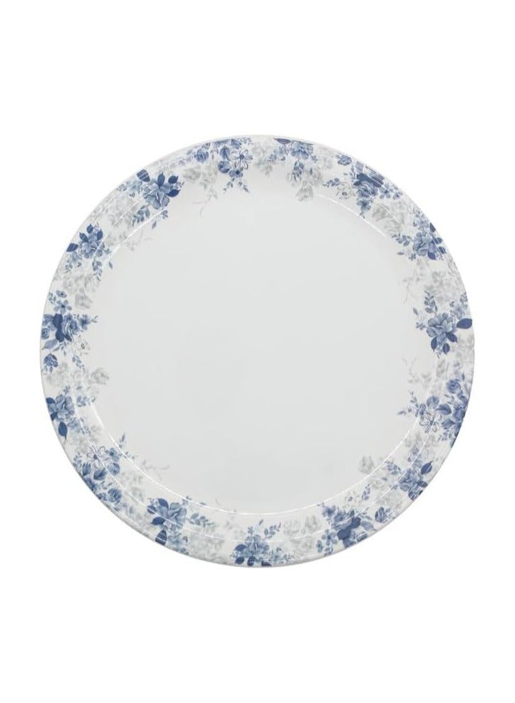 Servewell Melamine Round Dinner Serving Plate-28CM-White&Blue - Image 1