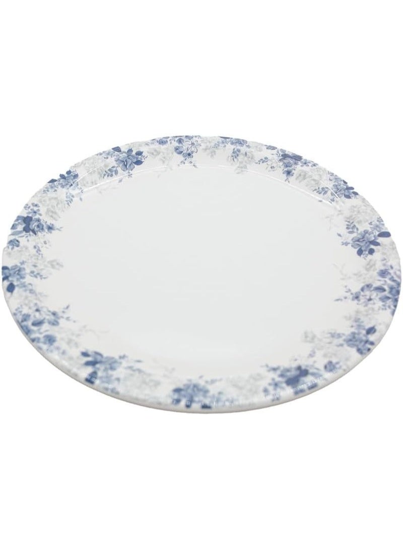 Servewell Melamine Round Dinner Serving Plate-28CM-White&Blue - Image 3