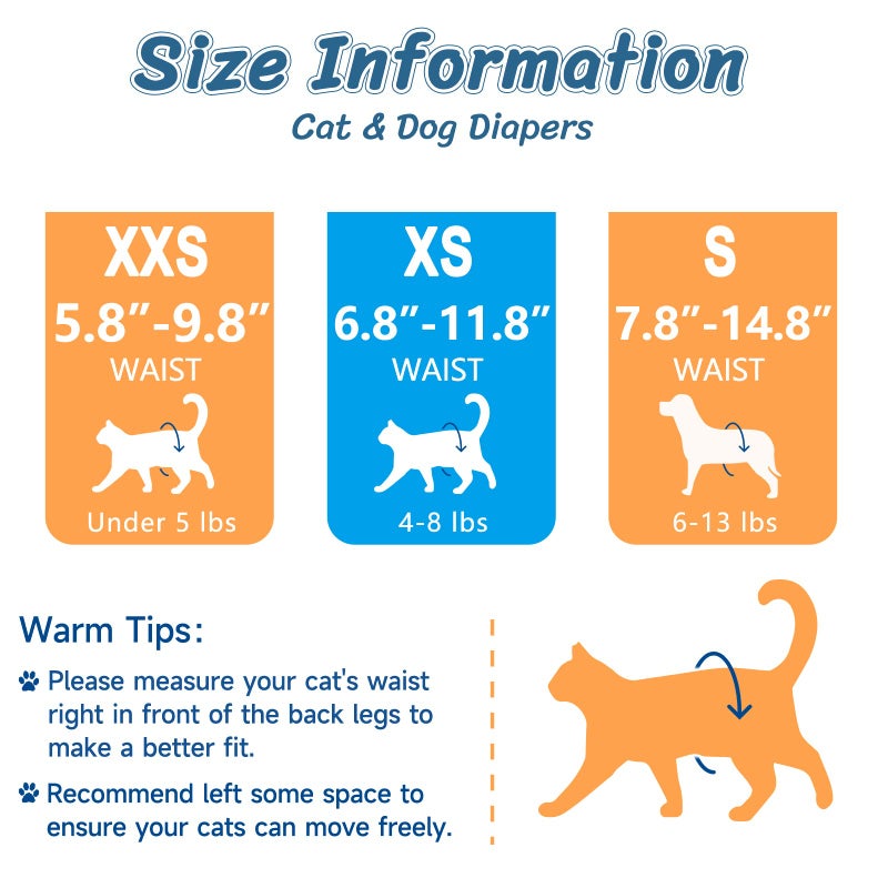 Pet Soft حفاضات قطة ناعمة وقابلة للتخلص منها - حفاضات للكلاب الإناث للقطط والكلاب في فترة الحرارة أو سلس البول، حفاضات للكلاب فائقة الامتصاص ومضادة للتسرب 24 قطعة (برتقالي، XS) - Image 5