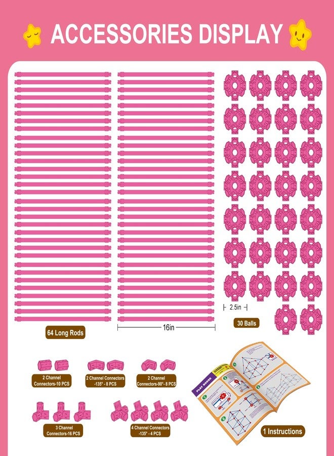 spring flower SpringFlower Fort Building Kit for Kids,STEM Construction Toys, Educational Gift for 3 4 5 6 7 8 9 10 11 12 Years Old Boys and Girls,Ultimate Creative Set for Indoor & Outdoors Activity,140 Pcs,Pink - Image 3