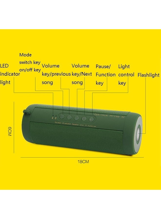 HuHa T2 Car Cylindrical Small Speaker with Flashlight Desktop Bluetooth 4.0 Wireless Speaker(Green) - Image 3