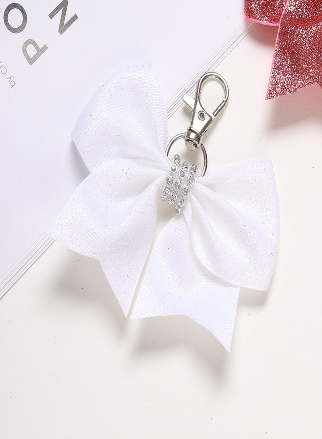 Hipcheer 12 Pcs Shiny Glitter Bow Keychain for Girl Bowknot Women Backpack Bag Cheer Team Cheerleading Sports Gift - Image 2