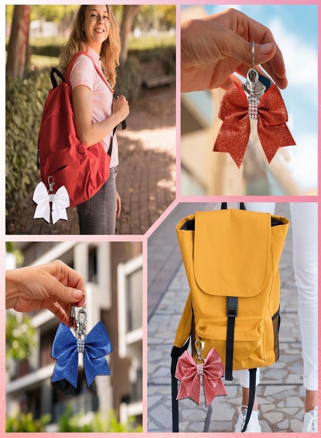 Hipcheer 12 Pcs Shiny Glitter Bow Keychain for Girl Bowknot Women Backpack Bag Cheer Team Cheerleading Sports Gift - Image 3