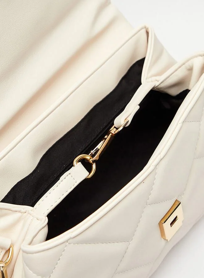 Oaklan by Shoexpress Quilted Satchel Bag With Detachable Strap And Magnetic Closure