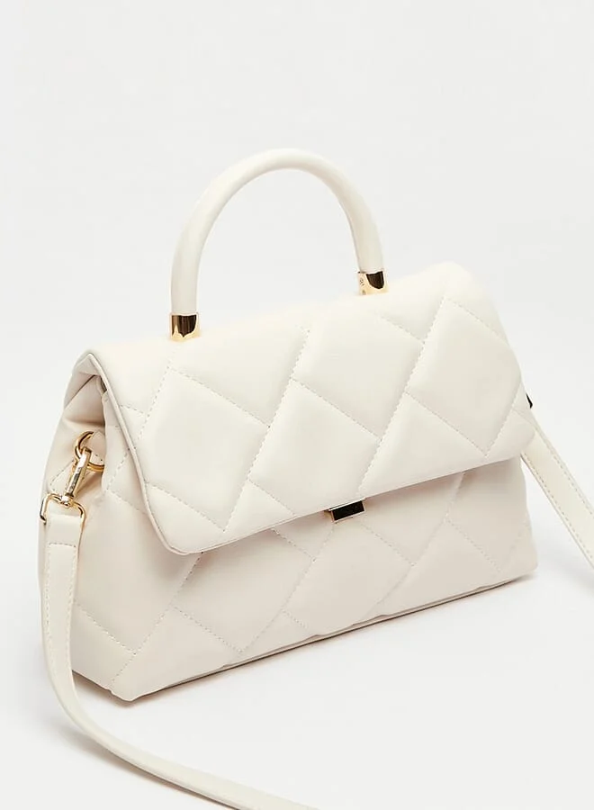 Oaklan by Shoexpress Quilted Satchel Bag With Detachable Strap And Magnetic Closure