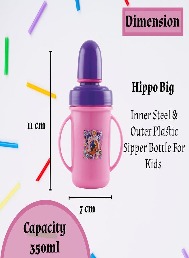 نابيا كوب شرب نابيا هيبو الكبير سعة 350 مل مصنوع من الفولاذ المقاوم للصدأ والبلاستيك، مزود بفوهة، مناسب للأطفال من عمر 3 إلى 36 شهرًا (لون وردي) - Image 5