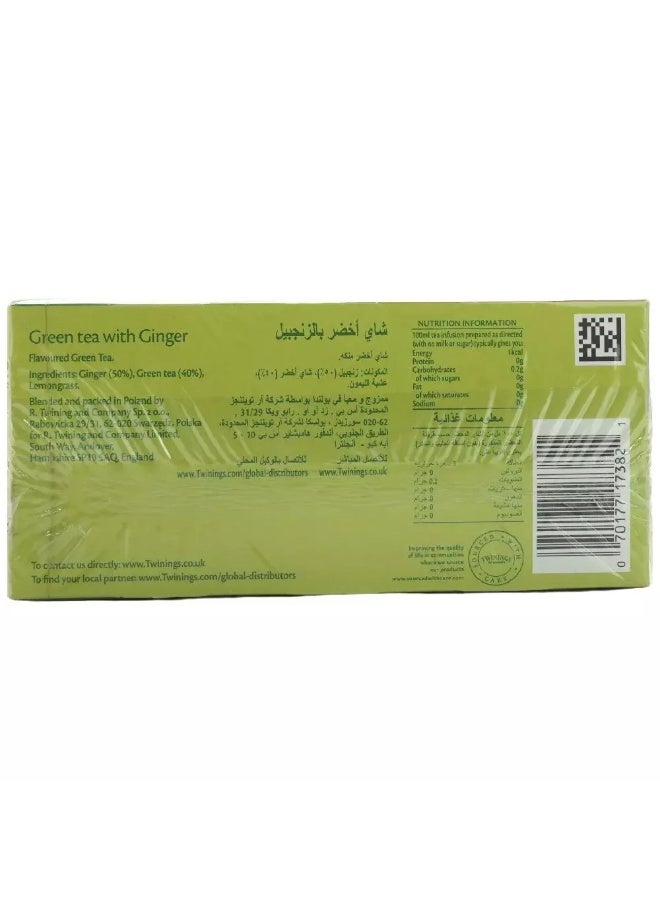 Twinings Green Tea Bags with Ginger- Pack of 25 Tea Bags - Image 3