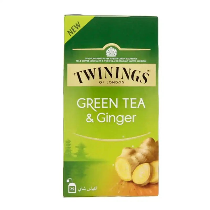 Twinings Green Tea Bags with Ginger- Pack of 25 Tea Bags - Image 1