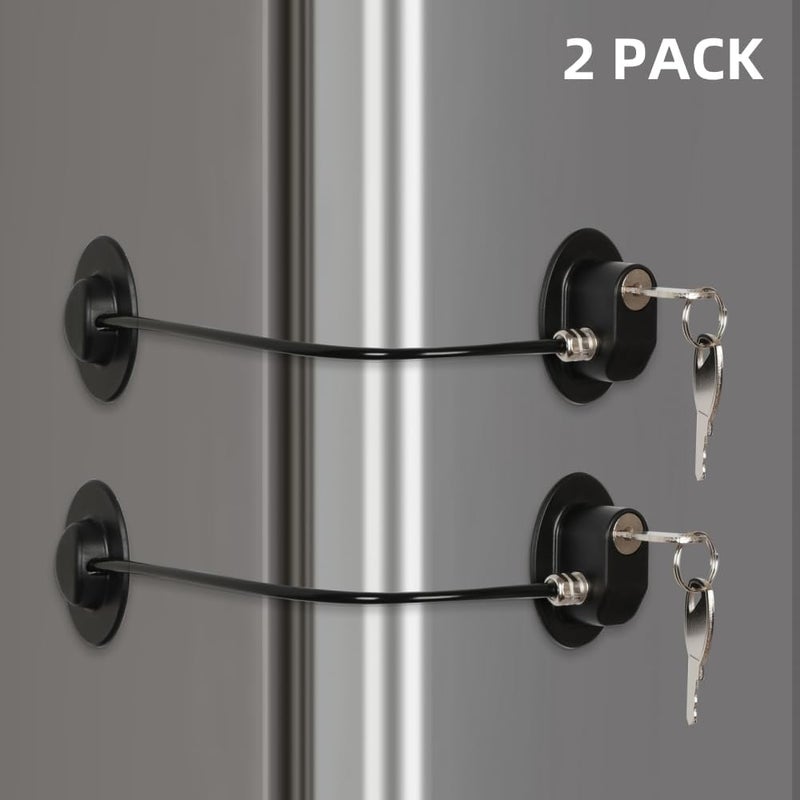 REZIPO 2 Pack Refrigerator Door Locks with 4 Keys, File Drawer Lock, Freezer Door Lock and Child Safety Cabinet Locks by Black - Image 5