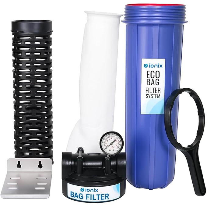 IONIX "Economical series" Whole House Water Filter & bag filter assembly 20 inch 5 micron Tank Filteration systems Sediment Bag filter (1 Inch In-out with mouting plates) - Image 3