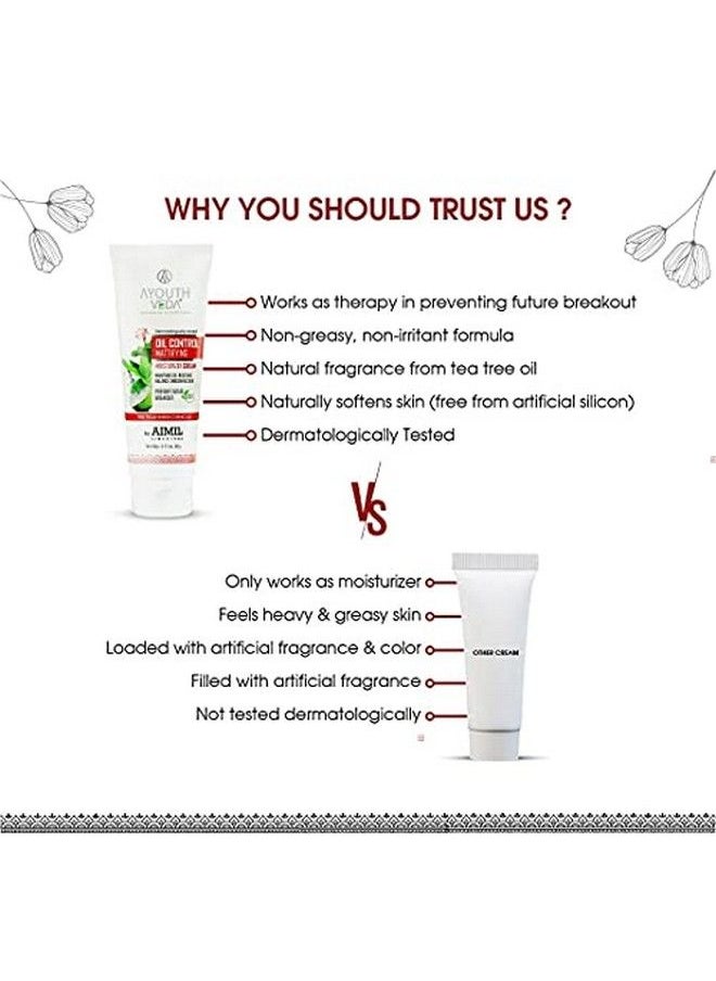 AYOUTHVEDA - Oil Control Mattifying Moisturizer Cream Maintain Oil Moisture Prevents Future Breakouts Balance Smoothens Skin 60 Gm (Pack Of 1) - Image 1