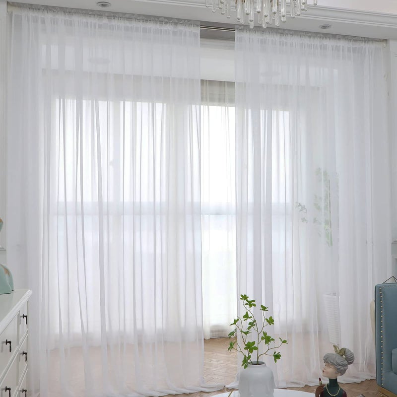 L&TEC Window Ivory Sheer Curtains 84 Inches Long 2 Panels Sheer Curtain Basic Rod Pocket Panel for Bedroom Children Living Room Yard Kitchen Ivory 52 W x 84 L  2 pcs