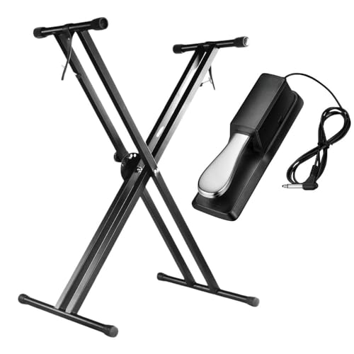 IMAGINEA Keyboard Stand for Piano Double-X, Adjustable Piano Keyboard Stand with Locking Straps | Height Adjustable for 54/61/88 Key Electronic Keyboards with Sustain Pedal - Image 1