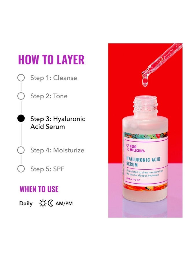 سيروم حمض الهيالورونيك من جود موليكلز - تركيبة مرطبة غير دهنية لترطيب البشرة وإضفاء مظهر ممتلئ - 1% حمض الهيالورونيك، مضاد للشيخوخة، للعناية بالبشرة على الوجه، مصنوع من الماء - Image 4