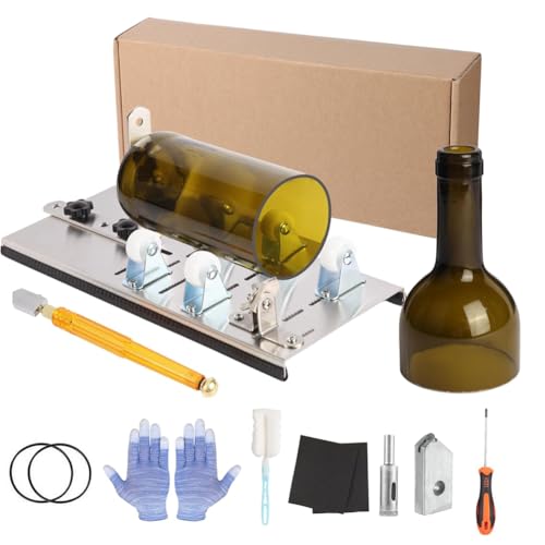 Serplex® 12Pcs Glass Bottle Cutter Tool Kit for DIY Craft, Stainless Steel Glass Cutting Device with Adjustable Design, DIY Glass Cutter for Bottles, Beer & Wine Bottle Cutter Tool for Round Bottle - Image 1